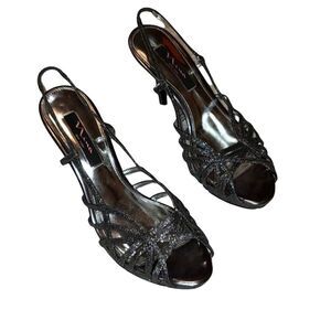 Nina Grey Metallic Sexy Strappy Heels 9.5